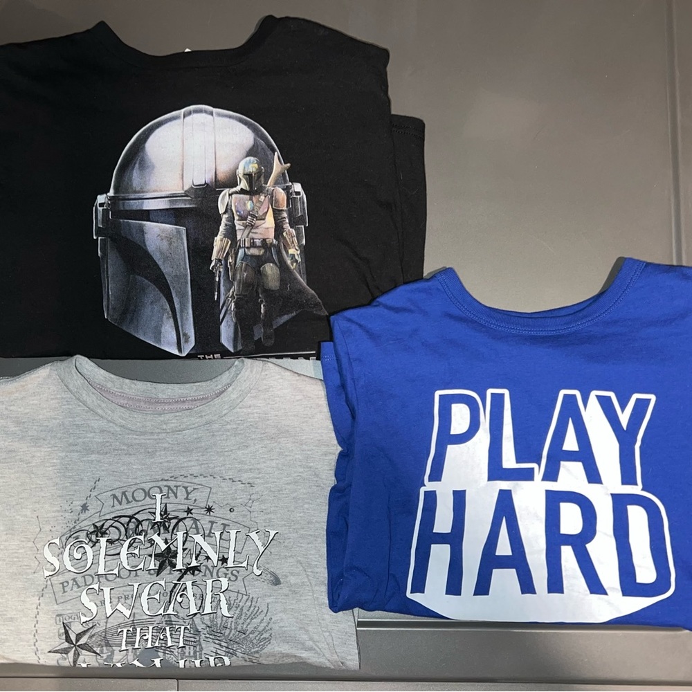 NWOT Lot of 3 Boys T-shirts Size Small/Medium 7/8 Mandalorian Harry Potter